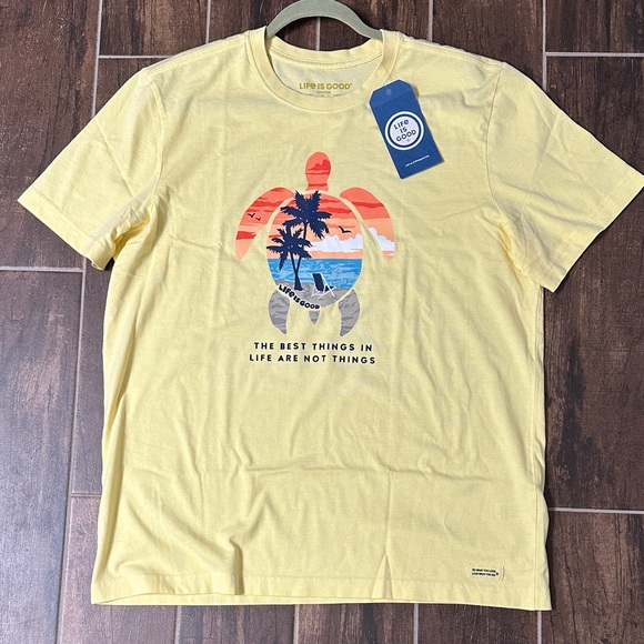 Life is Good Men's Crusher Short Sleeve Sea Turtle T-Shirt Large Yellow - Picture 1 of 9